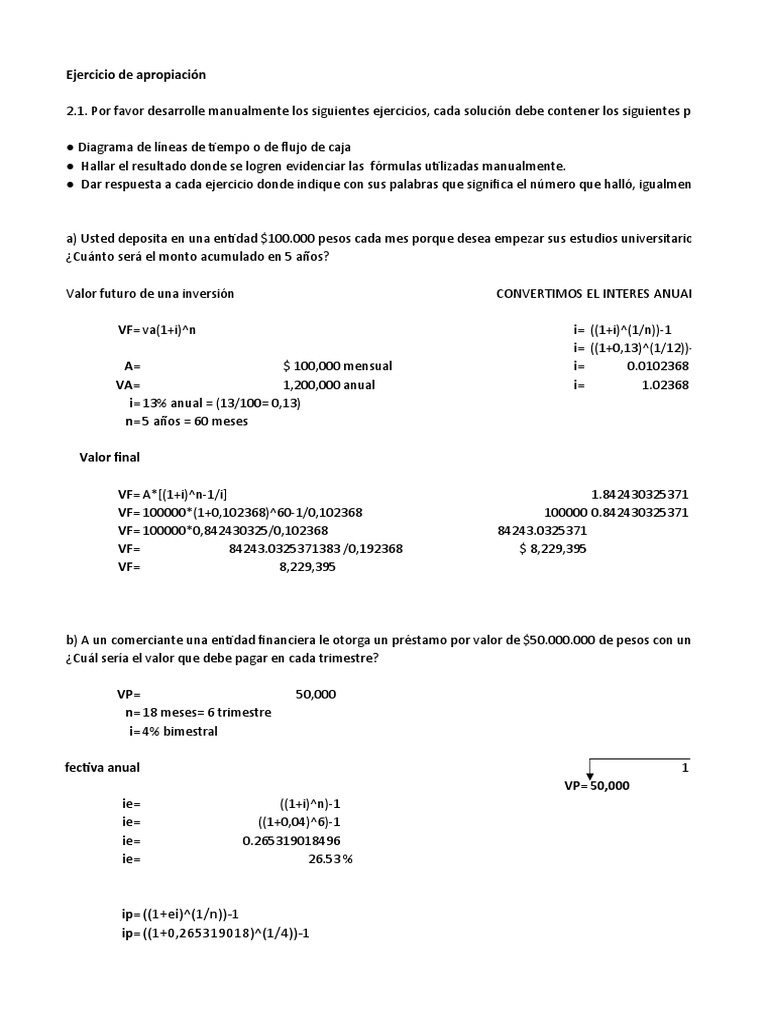 Ejercicios de Cálculo Financiero | PDF | Dinero | Interés