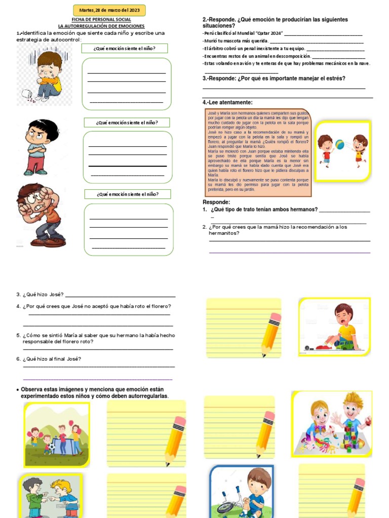 Ficha Utorregulación de Emociones | PDF | Sicología | Las emociones