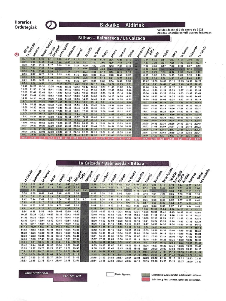 Horarios de Cercanias A4 PDF