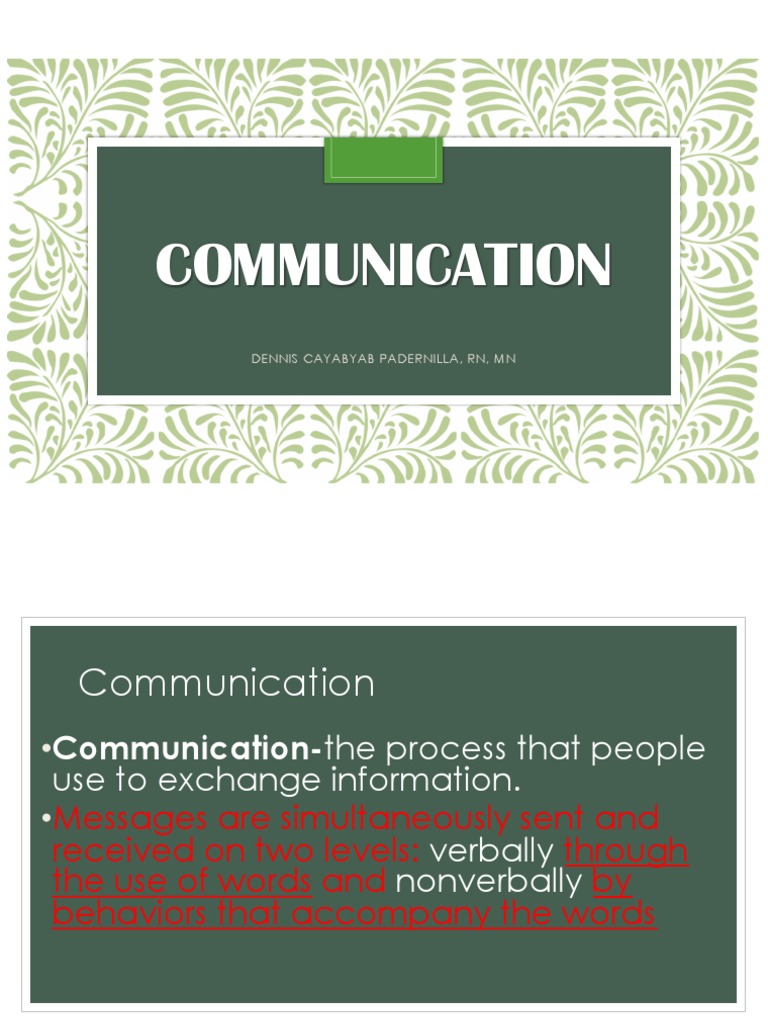 Therapeutic Communication in Nursing | PDF | Communication | Nonverbal ...