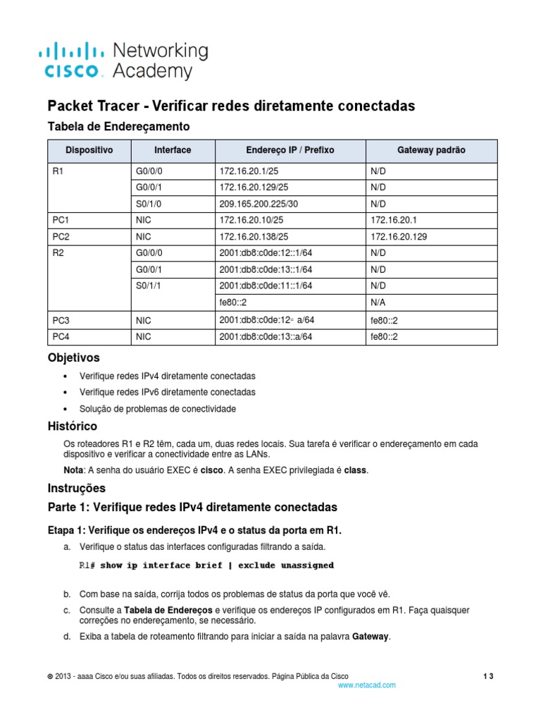 1 5 10 packet tracer verify directly connected networks pt br pdf