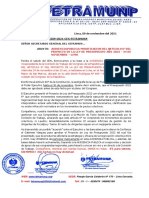 Lima, 08 de Noviembre Del 2021 Oficio Circular #009-2021-Cen-Fetramunp Señor Secretario General Del Sitramun Asunto