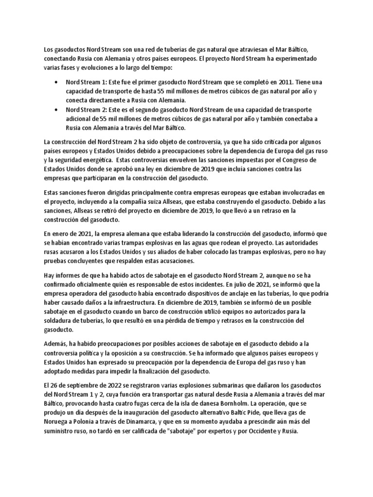 Controversias del gasoducto Nord …
