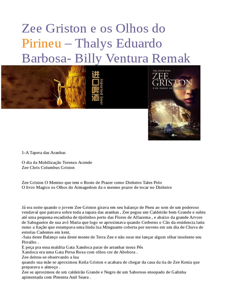 Zee Griston e Os Olhos Do Pirineu - Thalys Eduardo Barbosa