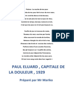 Paul Eluard, Capitale de La Douleur, 1929: Préparé Par MR Mariko