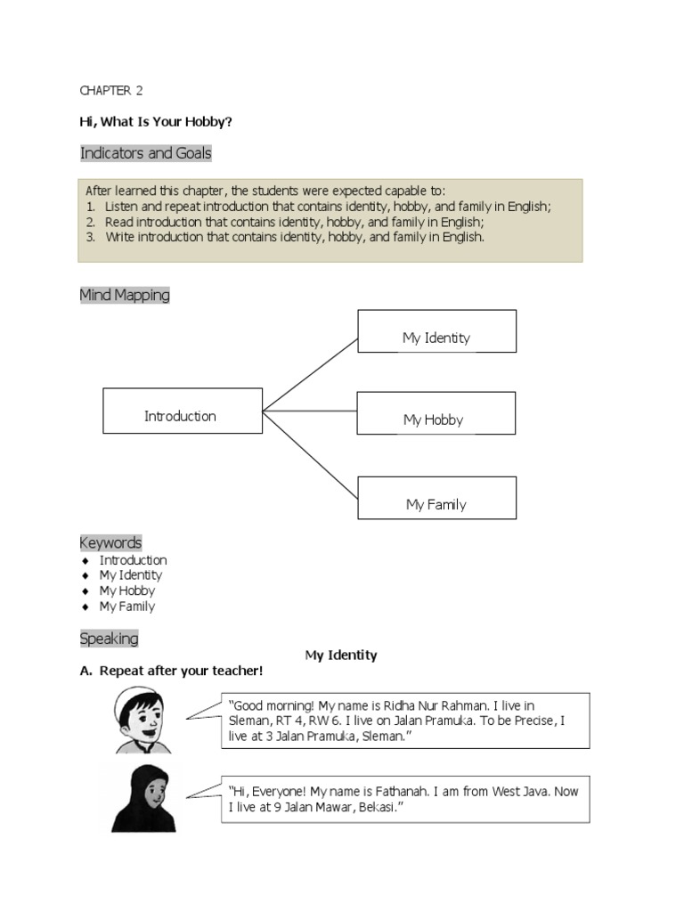 Indicators and Goals Hi, What Is Your Hobby? PDF Plural