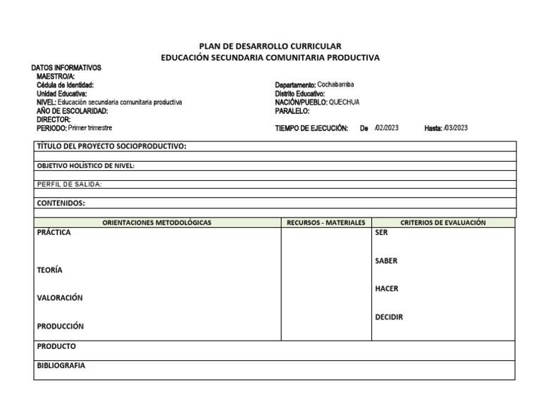 Formato PDC Secundaria 2023 | PDF