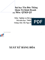 Trường Đại học Tôn Đức Thắng Khoa: Quản Trị Kinh Doanh Bộ Môn: Qtkd Qt