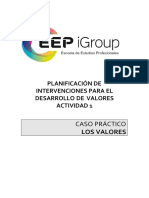 Planificación de intervenciones para el desarrollo de valores