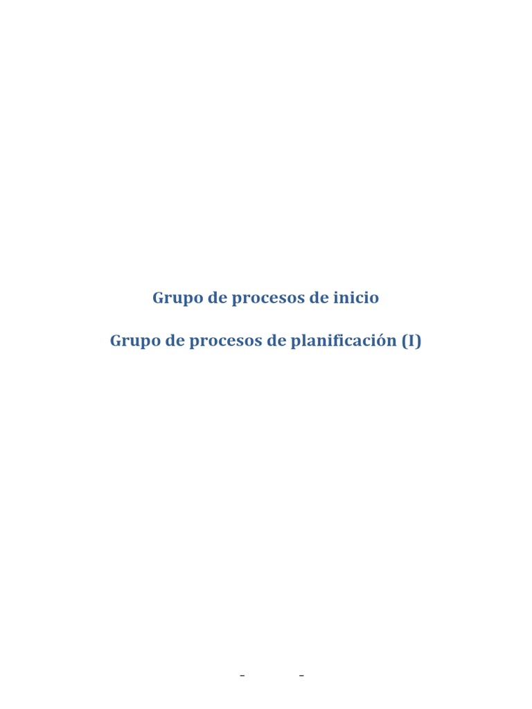 Procesos de Inicio y Planificación de Proyectos | PDF | Planificación ...