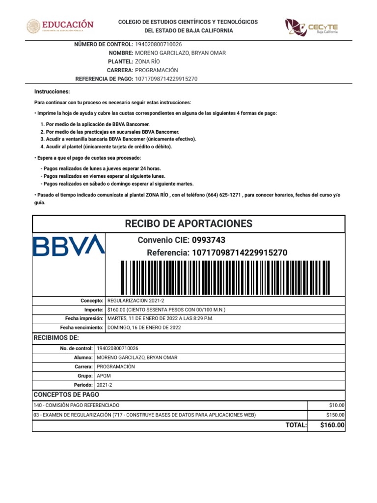 Instrucciones de Pago para Regularización 2021-2 | PDF | Servicios ...