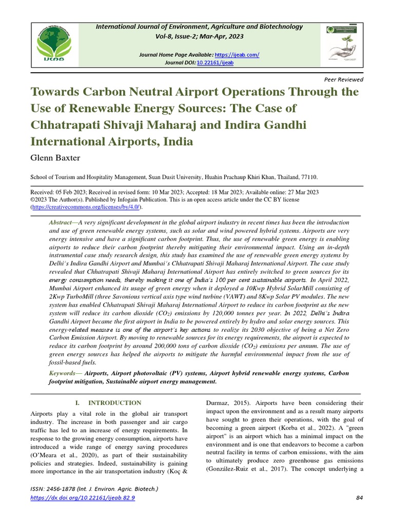 Towards Carbon Neutral Airport Operations Through The Use of Renewable ...