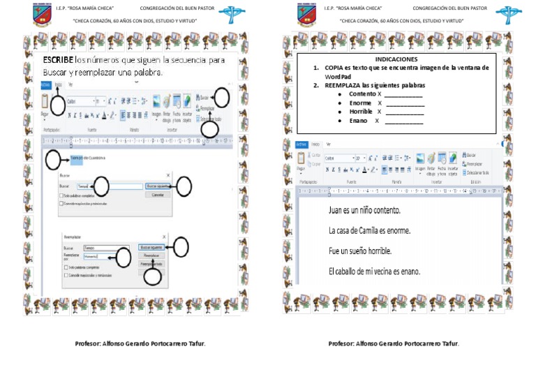 Ficha y Reemplazar en Wordpad | PDF