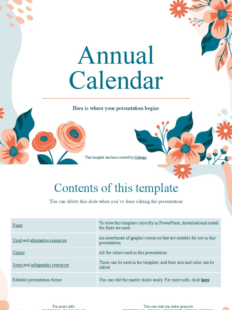 Annual Calendar by Slidesgo PDF Computing Software
