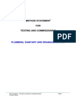 Method Statement FOR Testing and Commissioning: Plumbing, Sanitary and Drainage System