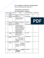 Karpagam Faculty of Medical Sciences and Research: Department of Pathology Theory Class Schedule - April 2023