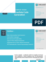 Intermediate Code Generation: CD: Compiler Design