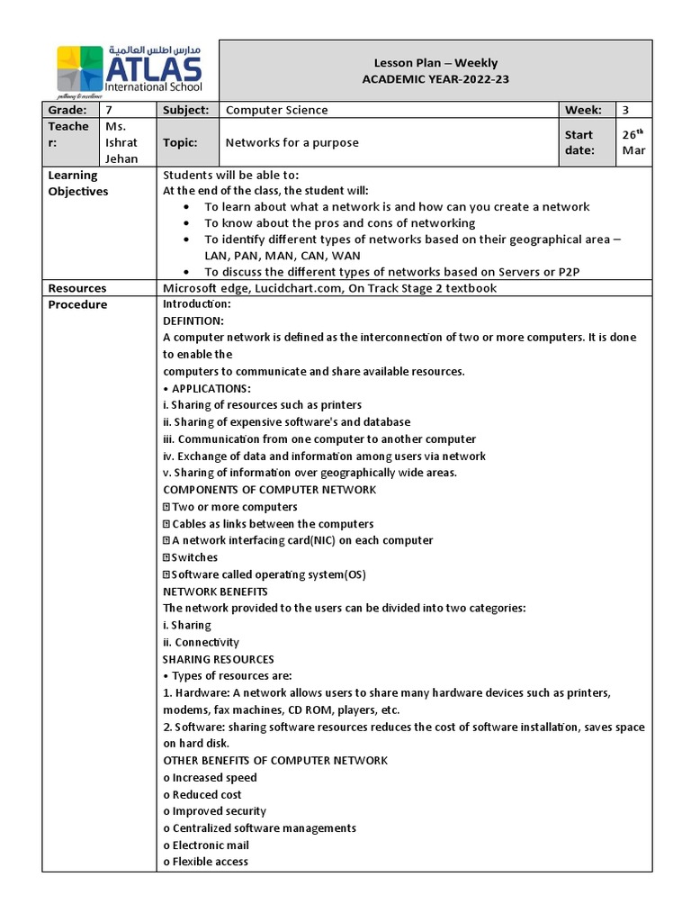 Computer Science Lesson Plan Week 3 - T3-Practical | PDF | Computer ...