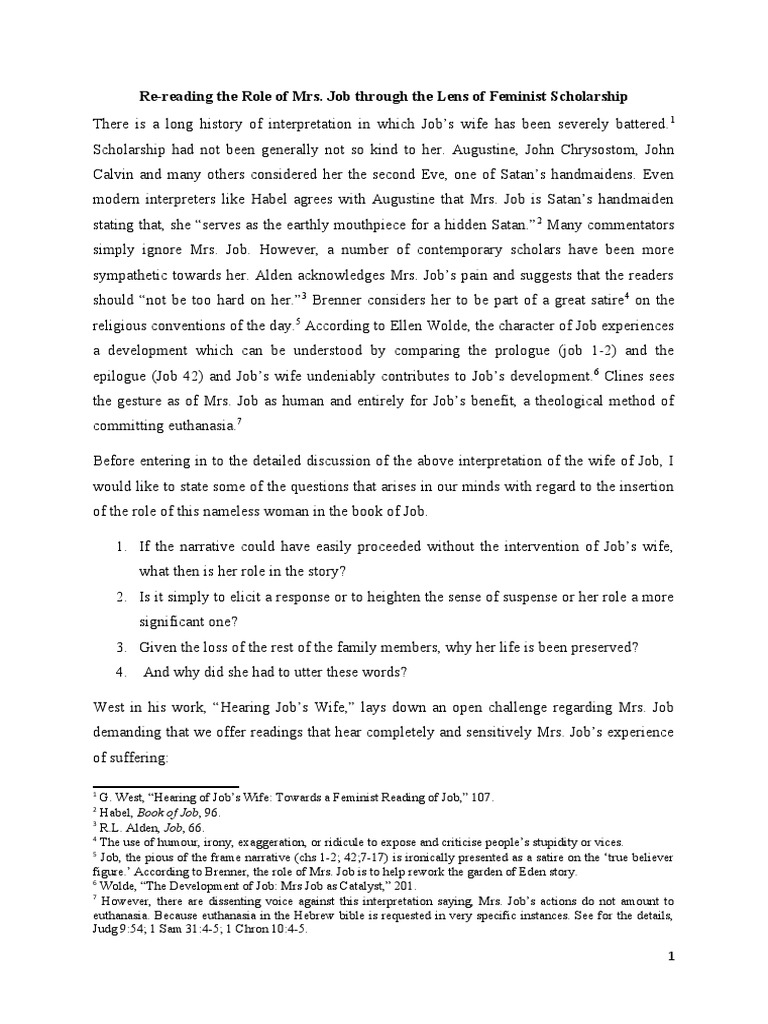 Mrs. Job: A Feminist Perspective | PDF | Anger | Wisdom