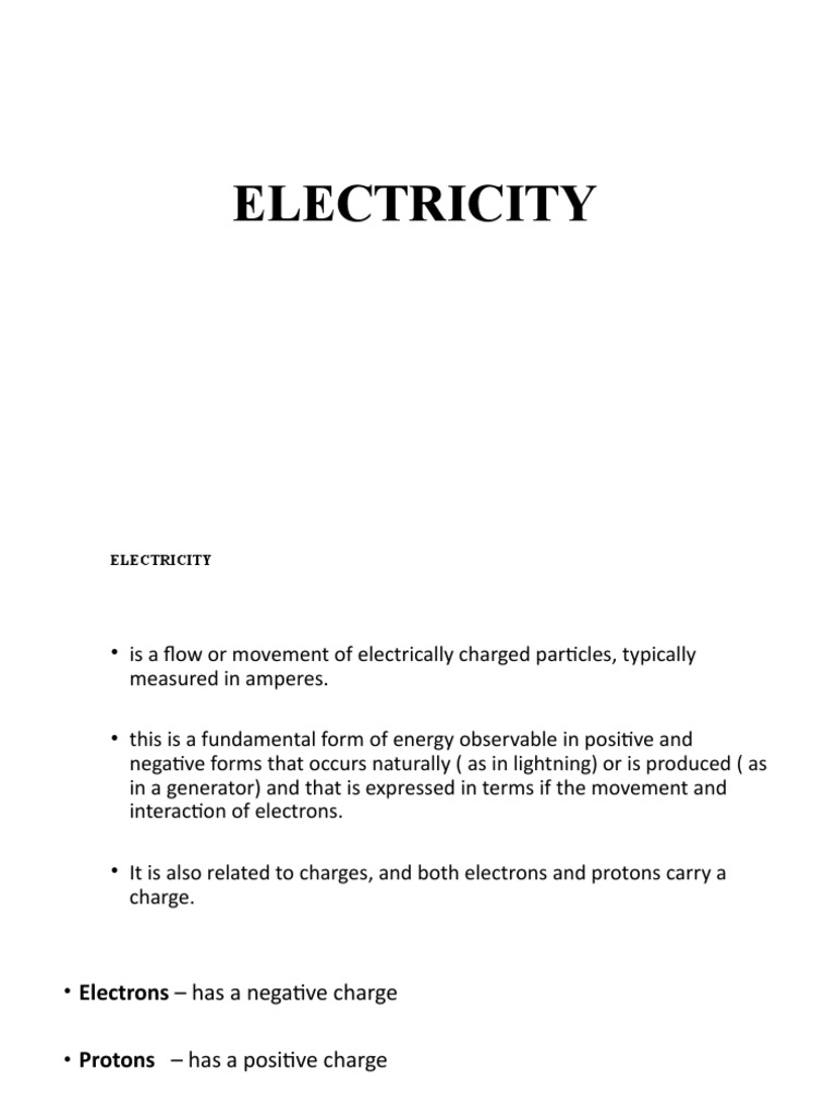 ELECTRICITY PDF Electric Current Electric Charge