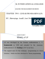 Yardstick International College: Chapter Two: Linear Programing (LP) BY Shewayirga Assalf (Asst. Prof.)