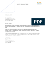 Sample Business Letter: (Signature Here)