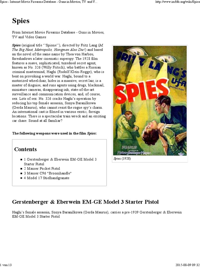 Spies Internet Movie Firearms Database Guns In Movies Tv And Video