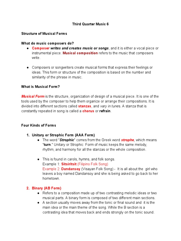 Musical Forms PDF Orchestras Musical Forms
