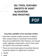 Securities: Types, Features and Concepts of Asset Allocation and Investing