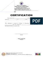 Certification: Department of Education