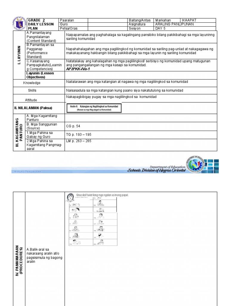 Grade 2 Daily Lesson Plan Sesyon: Ap2Pkk-Iva-1 | PDF
