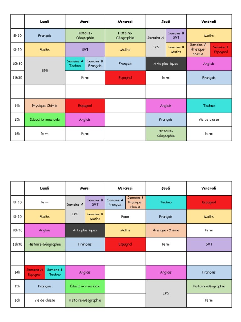 1-Emploi Du Temps | PDF | Sciences physiques