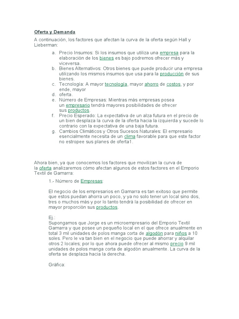 Factores de Oferta y Demanda en Gamarra | PDF | Oferta (economía ...