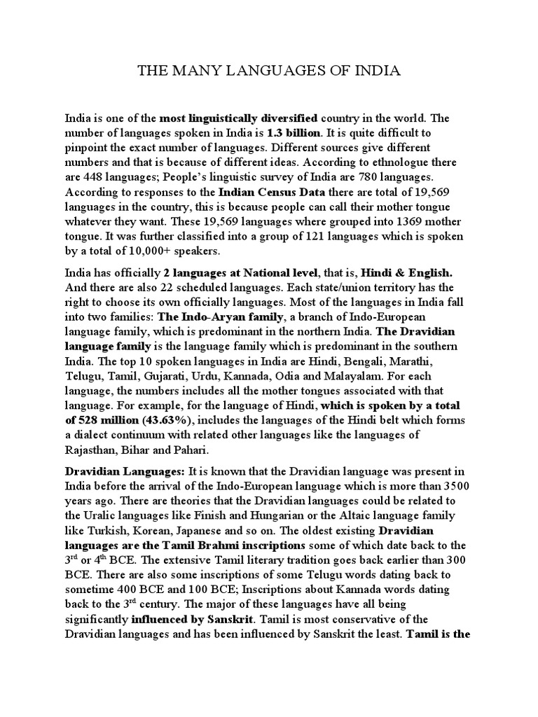 The Many Languages of India | PDF | Languages Of India | Sanskrit