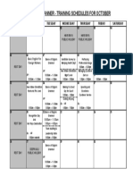 Monthly Planner - Training Schedules For October: Sunday Monday Tuesday Wednesday Thursday Friday Saturday