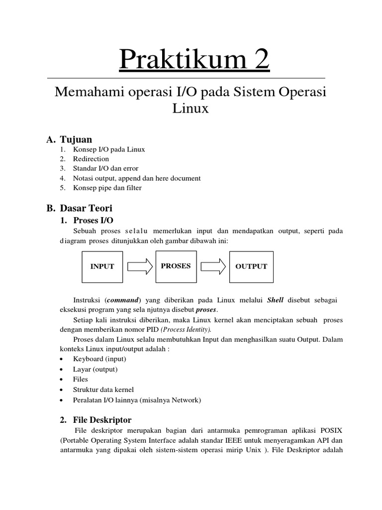Operasi I/O dan Redirection di Linux | PDF