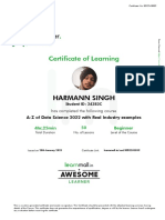 Certificate of Learning: Harmann Singh