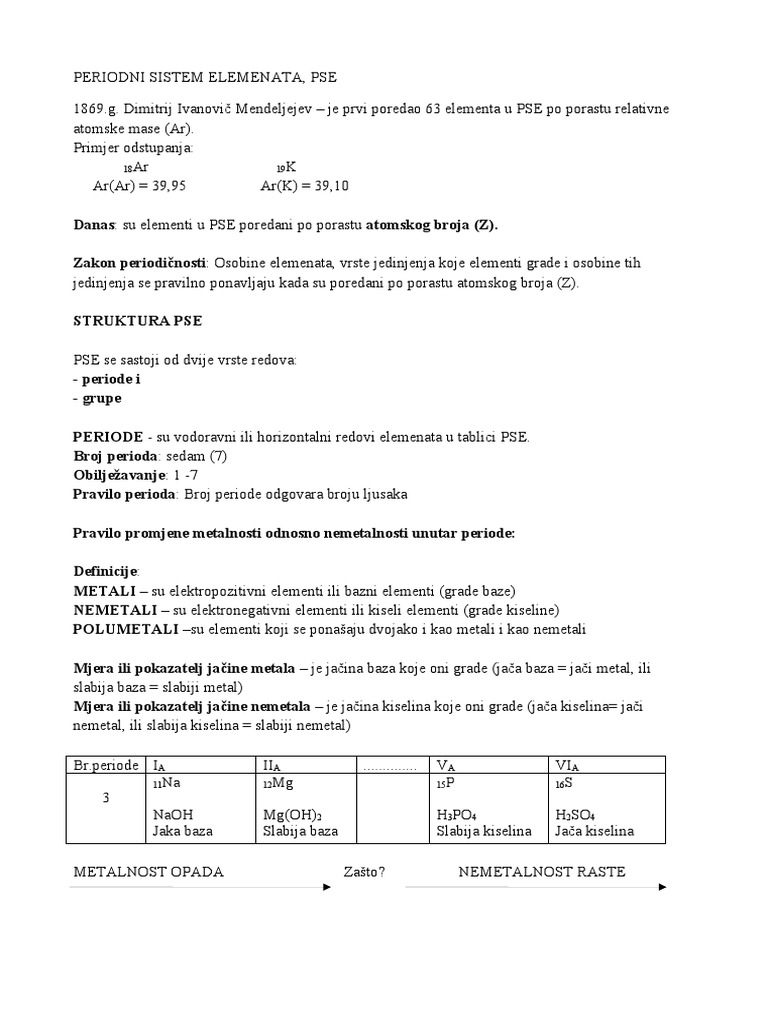 Objašnjenje PSE Na Osnovu Elektronske Konfiguracije Omotača | PDF