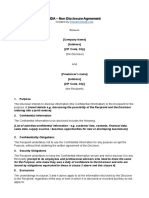 NDA Non Disclosure Agreement Template Freelancers Word