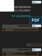 Maths Revision - Full Syllabus: Top 125 Questions