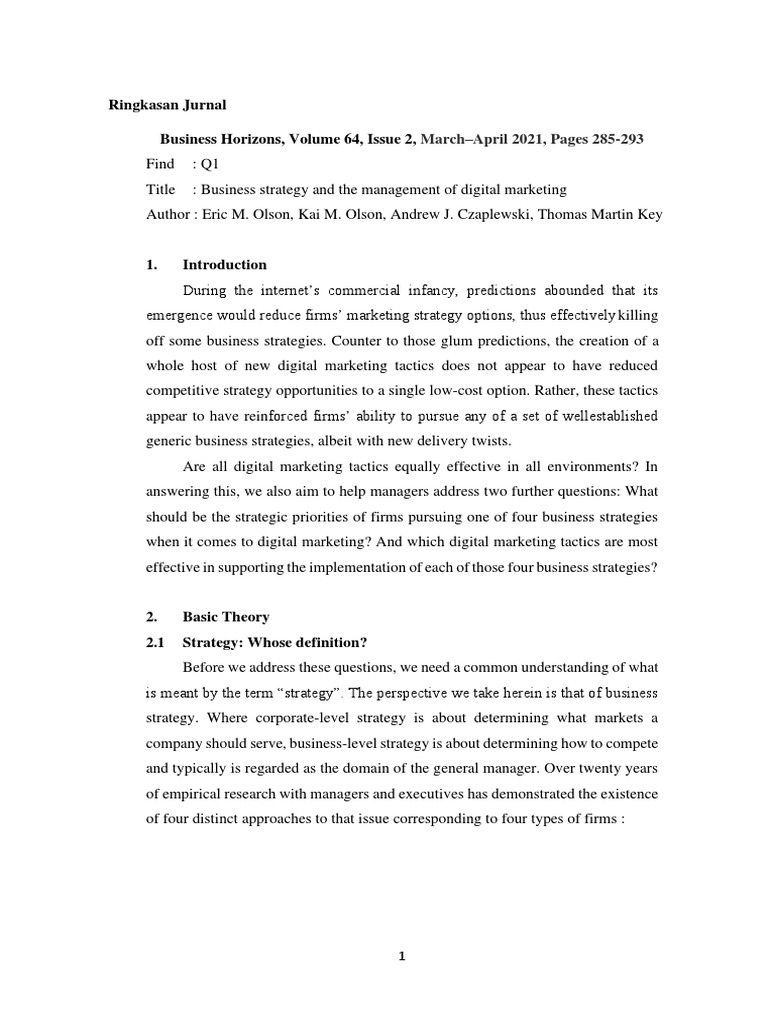 Contoh Meringkas Jurnal English For Business | PDF | Digital Marketing ...