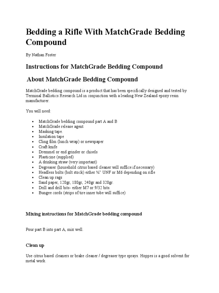 Bedding A Rifle With Matchgrade Bedding Compound PDF Screw Gun Barrel