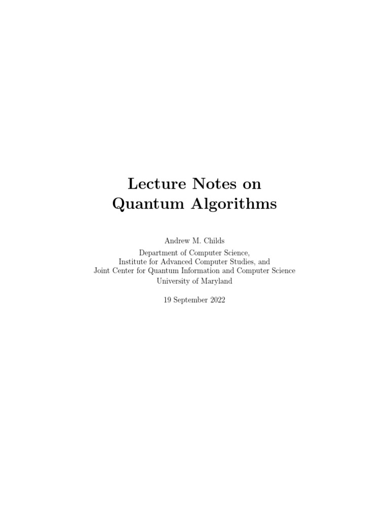 Quantum Algorithm Childs | PDF | Quantum Computing | Mathematics