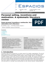 Personal Selling, Incentives and Motivation. A Systematic Literature Review