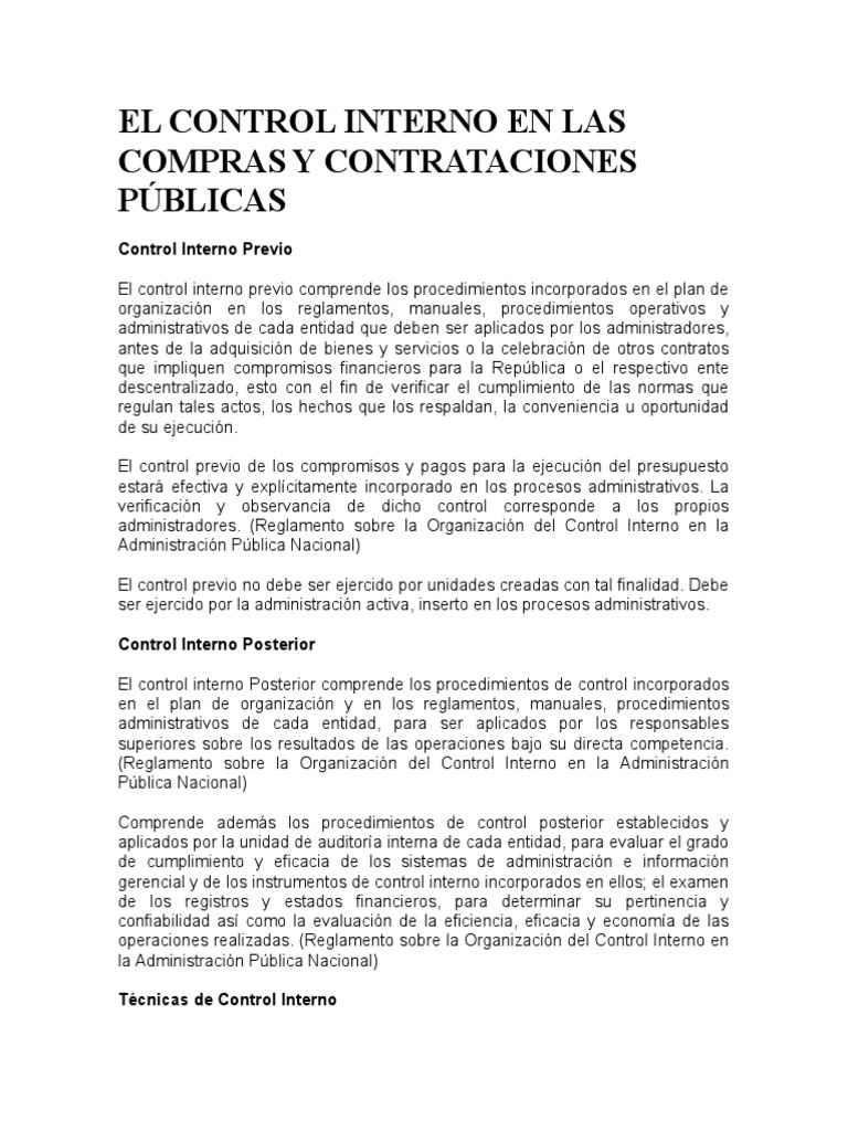 Control Interno en Compras Públicas | PDF | Auditoría | Presupuesto