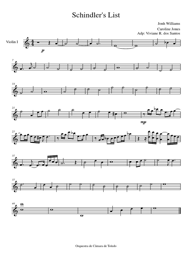 Schindler's List: Jonh Williams Caroline Jones Adp: Viviane R. Dos ...