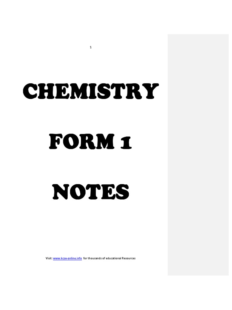 Chemistry Notes Form 14 Booklet PDF Filtration Distillation