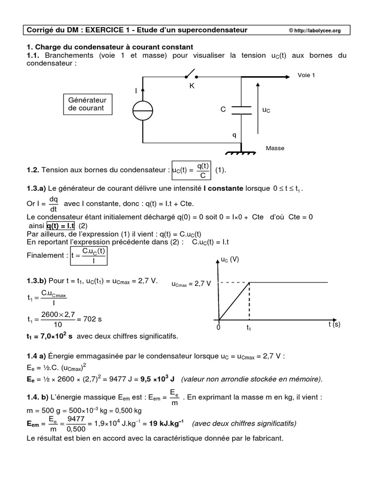 PDF Corrige Du DM - Exercice 1 | PDF | Condensateur | Science des matériaux
