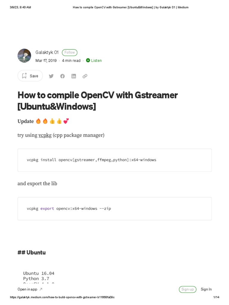 How To Compile Opencv With Gstreamer (Ubuntu&Windows) : Galaktyk 01 ...