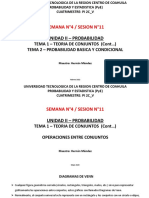 SEMANA 4 - SESION 11 - UNIDAD II - PROBABILIDAD - TEMA 1 - Teoría de Conjuntos TEMA 2 - Probabilidad Básica y Condicional